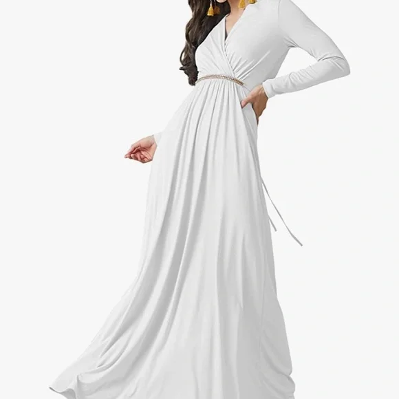 sachin and babi light blue dress Tianiyouqing Women's Formal Dresses Long Sleeve V Neck Empire Waist A Line Beading Floor Length Wedding Guest Dress Green XXL, Size: 2XL